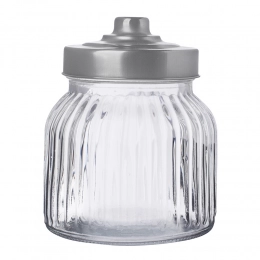 Relief glass container with metal lid 650 ml BZ