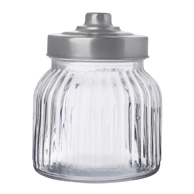 
                                            Relief glass container with metal lid 650 ml BZ
                                            