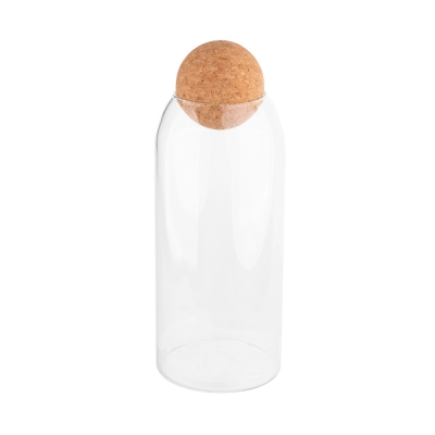 
                                            High borosilicate glass jar with cork ball lid 1L
                                            