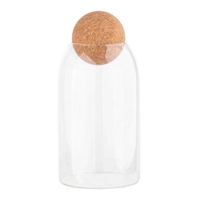 
                                            High borosilicate glass jar with cork ball lid 750ml
                                            
