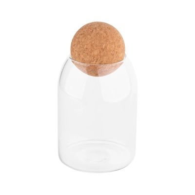 
                                            High borosilicate glass jar with cork ball lid 450ml
                                            