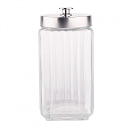 Glass stoage jar with silver color metal lid with handle 2,1 L BZ