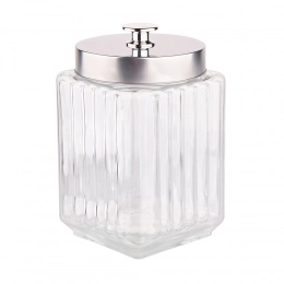 Glass stoage jar with silver color metal lid with handle 1,7 L BZ