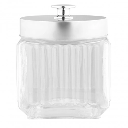Glass stoage jar with silver color metal lid with handle 1,3 L BZ