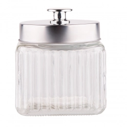 Glass stoage jar with silver color metal lid with handle 850 ml BZ