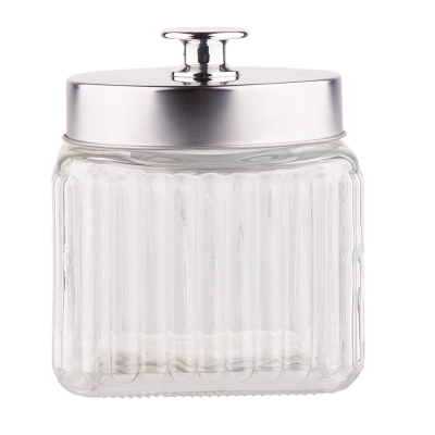 
                                                Glass stoage jar with silver color metal lid with handle 850 ml BZ
                                                