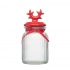 Glass storage jar with relief, ceramic lid in the shape of horns, 900 ml, red Glass storage jar with relief, ceramic lid in the shape of horns, 900 ml, red