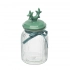 Стеклянная банка для хранения с рельефом, керамическая крышка в форме рогов, 900 мл, зеленая Стеклянная банка для хранения с рельефом, керамическая крышка в форме рогов, 900 мл, зеленая