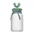 Glass storage jar with relief, ceramic lid in the shape of horns, 1250 ml, green Glass storage jar with relief, ceramic lid in the shape of horns, 1250 ml, green