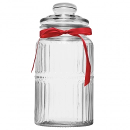 Glass Canister Jar with Glass Lid 1250ml with ribbon
