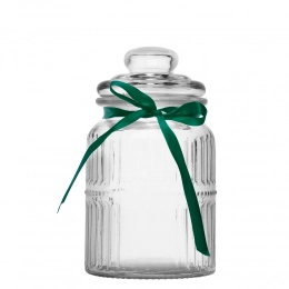 Glass Canister Jar with Glass Lid 900ml with ribbon