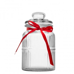Glass Canister Jar with Glass Lid 900ml with ribbon