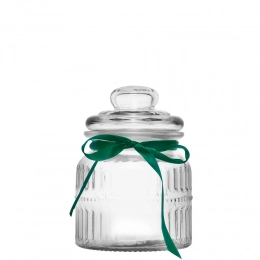 Glass Canister Jar with Glass Lid 650ml with ribbon