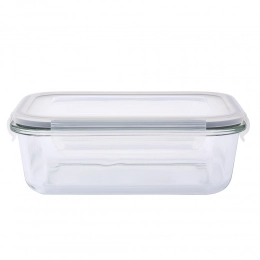 1000ml rect.soda lime glass food container wtih pp lid