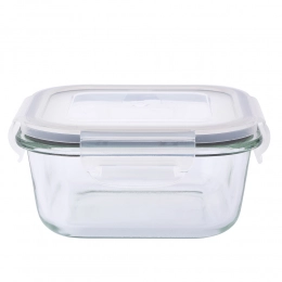 Square soda lime glass food container with pp lid 450 ml 13,6x13,6x6,5 cm