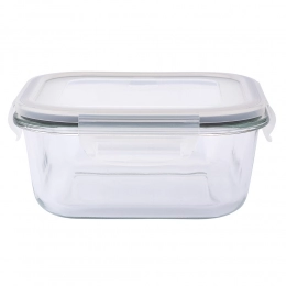 Square soda lime glass food container with pp lid 750 ml 15,8x15,8x7 cm
