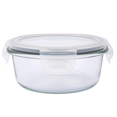 
                                            Round soda lime glass food container with pp lid 400 ml 13,5x6,3 cm
                                            