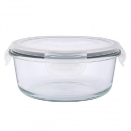 Round soda lime glass food container with pp lid 600 ml 15,6x7,1 cm