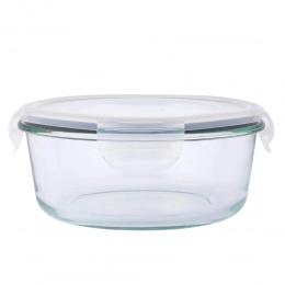 Fresh round soda lime glass food container with pp lid 18,0x7,7 cm 950ml