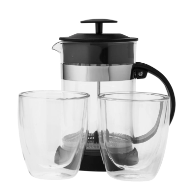 
                                            Set of tea & coffee maker 800ml + 2pcs high borosilicate glass 300ml
                                            