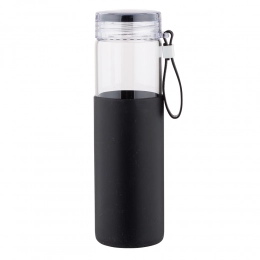 Glass bottle in a silicone cover 500 ml black