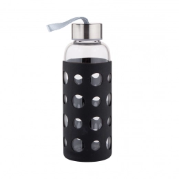 Glass bottle in a silicone cover 425 ml black