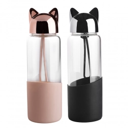 Glass bottle mix of 2 color cat design