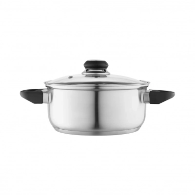 
                                            Emilio stainless steel pot, 1.9L, 18cm, with glass lid
                                            