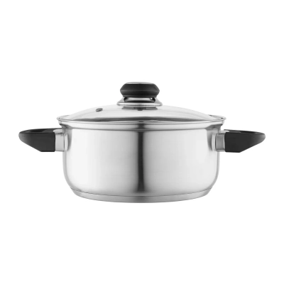 
                                                Кастрюля Emilio из нержавеющей стали, 2,5 л, 20 см, с стеклянной крышкой
                                                
