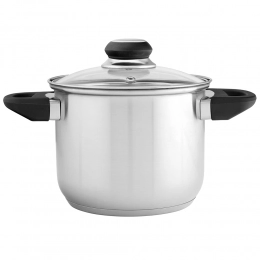 Emilio high stainless steel pot, 2.3L, 16cm, with glass lid