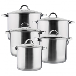 Fabio stainless steel set of 5 high pots 22/24/26/28/30cm
