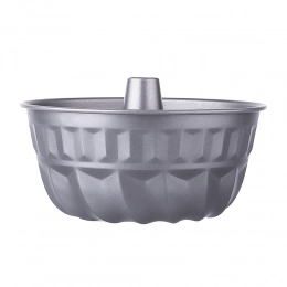 Round baking mould non-stick with a tube grey