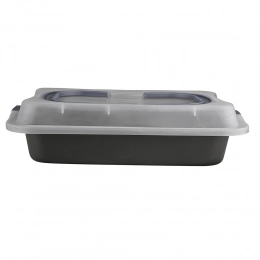 Rectangular cakepan 36,3 x 24,5 x h5,5cm with plastic cover