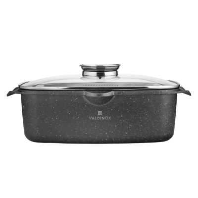 
                                            Valdinox Rock rectangular roaster 32cmx21cm with glass cover (5,7L+2,4L)
                                            