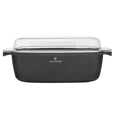 
                                            Valdinox Expert rectangular roasting pan 32cmx21cm with glass cover (5,7L+2,4L)
                                            