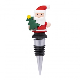 Wine stopper Santa Claus with tree, 11,5x3,5x1,8 cm.