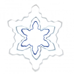 Set of 3 stainless steel snowflake pastry cutters. Sizes: 6x2 cm, 9.5x2 cm, 12x2 cm