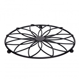Black trivet 18,5x1,5 cm, flower design