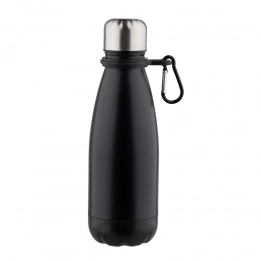 Stainless bottle with a carabiner 350 ml black