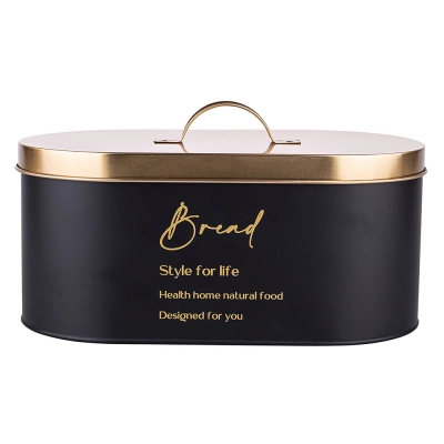 
                                            Black bread box with golden lid 34x18x15 cm
                                            