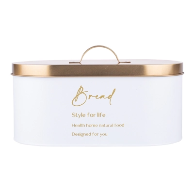 
                                            White bread box with golden lid 34x18x15 cm
                                            