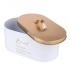 White bread box with golden lid 34x18x15 cm