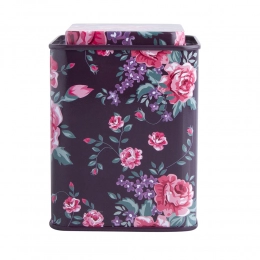 Square tea metal tin flower design 7,5x7,5x9,5 cm
