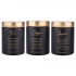 Gold Dream set of 3 stainless steel canisters for coffee, tea, and sugar - black and gold color BZ