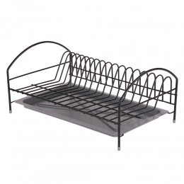 1-tier black dish drainer, 40 cm, with tray