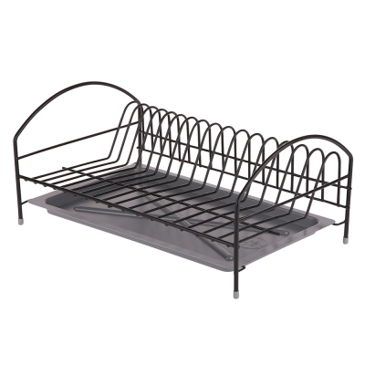 
                                            1-tier black dish drainer, 40 cm, with tray
                                            