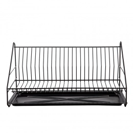 1-tier black dish drainer, 50 cm, with tray