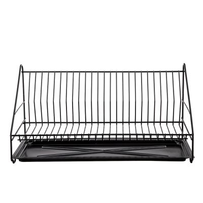 
                                            1-tier black dish drainer, 50 cm, with tray
                                            