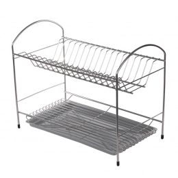 Dish drainer 2-level 40cm with tray silver