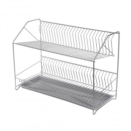 Dish drainer 2-level 50cm with tray silver
